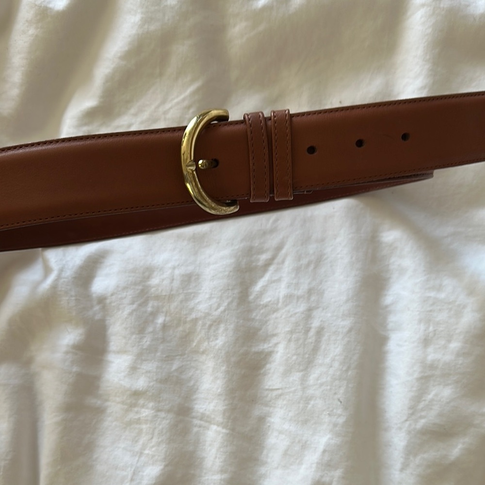 Coach Brown Leather Belt with Brass Buckle